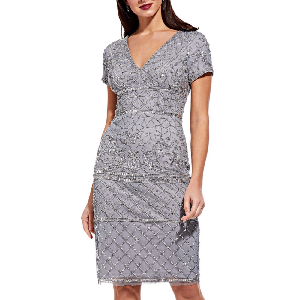 Adrianna Papell Sequin Beaded Cocktail Dress - Picture 1 of 2